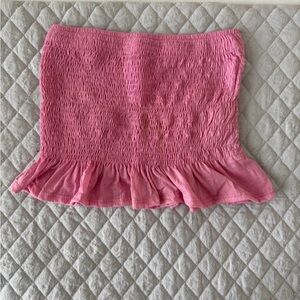 Pink Smocked Ruffle Tube Top